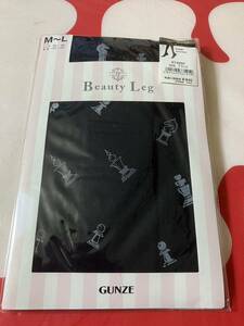 gunze beauty leg タトゥー柄タイツ チェス ブラック 全体柄 グンゼ tights 黒