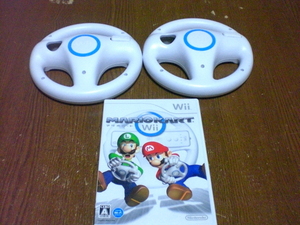 HR041【送料520円から 動作確認済】Wii マリオカート　ソフト　ハンドル2個セット　任天堂 Nintendo ステアリング