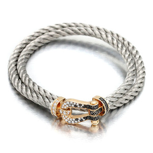  Fred FRED force 10 K18PG/SS diamond / black diamond steel cable bracele pink gold 750 0B0152-6B0165