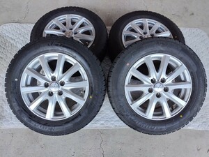 weds 15インチホイール+スタッドレスタイヤ 195/65 R15 91Q GOOD YEAR ICE NAVI 7 平座ナット用 プリウス等 4本セット 中古品