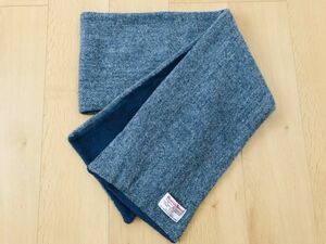 【美品】Harris Tweed ハリスツイード★マフラー★淡ネイビー系