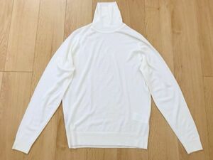 【美品】JOHNSMEDLEY★タートルネックニット★白★L