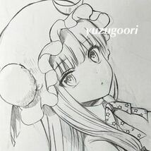 パチュリー 東方 イラスト　手描き　アナログ 鉛筆 ラフ画 下描き _画像1