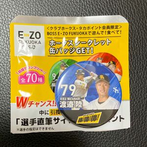 福岡ソフトバンクホークス　シークレット缶バッジ　BOSS E・ZO FUKUOKA 79 渡邊陸選手