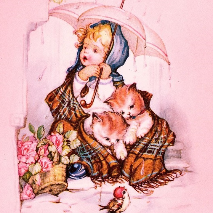 Vintage Postcard (71) H33 ◆ Girl Cat Christmas New Year Cat France Germany Belgium Italy England Postcard, antique, collection, miscellaneous goods, Postcard