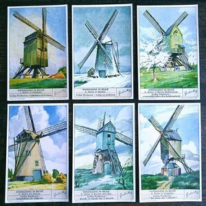 1942年 LIEBIG◆ ベルギーの風車6種 アンティーク ビンテージ クロモス カード◆イギリス リービッヒ R27
