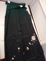 YA4868 和装　レトロ　緑系ボカシ刺繍　　袴　はかま　行灯袴　紐下約104㎝　化繊　成人式　卒業式　謝恩会　パーティー　コスプレ_画像1