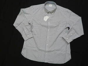 マッキントッシュ　長袖グラフチェックボタンダウンシャツ　サイズ54　白/紺　15400円　