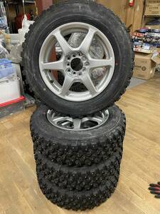 未使用品　フルピン 195/65R15 ADVAN MT-14 スパイクタイヤ＆アルミ 4本セット