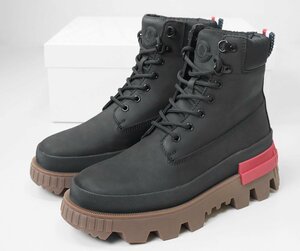 ★超美 MONCLER ◆ MON CORP レースアップ ショートブーツ 黒 サイズ40 (箱入り) レザー コンバットブーツ モンクレール ◆Z-0