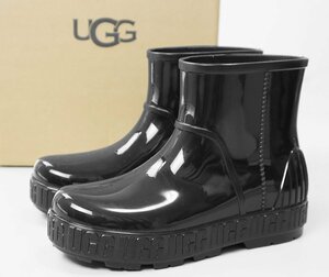 ★未使用 UGG ◆ Drizlita レインブーツ 黒 24cm (ムートンのインソール付き) 防水 ショートブーツ 長靴 箱入り アグ ◆E-3