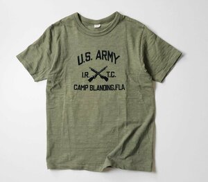 ★良品★ WAREHOUSE ウエアハウス ◆US ARMY フェルトプリント Tシャツ サイズS オリーブ 半袖◆FR17