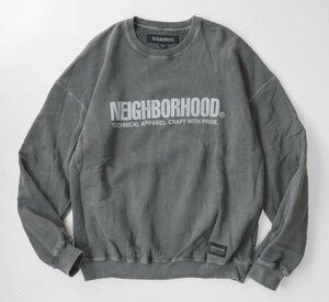NEIGHBORHOOD ◆23AW ピグメントダイ スウェット シャツ 黒 Mサイズ ロゴ クルーネック トレーナー ネイバーフッド 1円～ ◆ZJ2