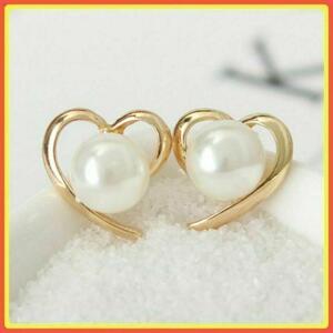 [ safety anonymity delivery ] earrings Gold Heart pearl great popularity elegant lovely earrings earrings #C113-1