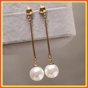 [ safety anonymity delivery ] earrings Gold pearl copper alloy great popularity elegant lovely Drop earrings #C114-3