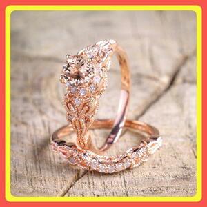 [ safety anonymity delivery ] ring rose Gold 2 piece set zinc alloy great popularity size 8 stylish crystal #C186-1