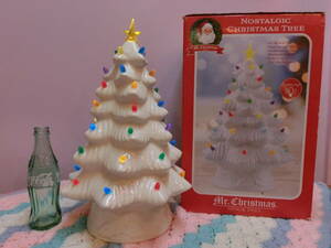 Mr.Christmas Mr. Christmas *BIG 42cmno start rujik tree light up ceramics white USA Vintage America figure interior 