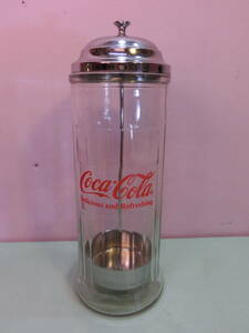 1992年 ビンテージ コカコーラ Coca-Cola ガラス製ストローディスペンサー ストローホルダー 企業物 USA vintage レストラン雑貨