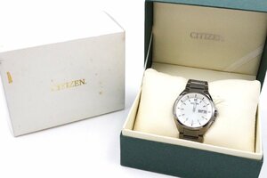 【行董】AS000ABH66 CITIZEN シチズン アテッサ エコドライブ デイデイト 電波ソーラー H100-T018858 チタン 腕時計 箱付 現状品 ゆうパ