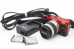 【行董】AF952ABC22 PENTAX ペンタックス Q10 赤 レッド デジカメ ミラーレス一眼 デジタルカメラ 通電のみ確認 バッテリー 充電器