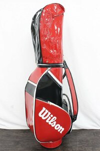 【行董】AZ111BOT30 Wilson ウィルソン ゴルフバッグ キャディバッグ キャディー ロゴ レザー メンズ フード付き 赤 メンズ
