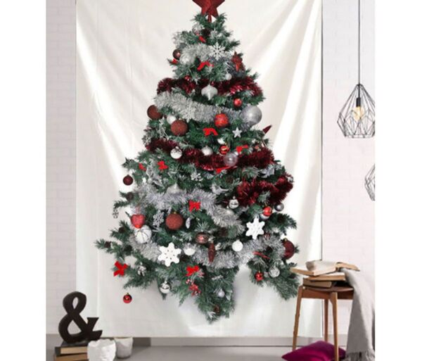 クリスマス タペストリー シルバー 壁掛け 大きなクリスマスツリー 豪華 ツリー