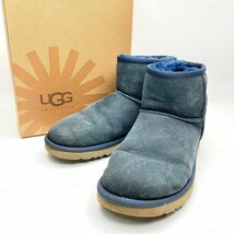 rm) UGG アグ W CLASSIC MINI/クラシック ミニ 5854 ネイビー系 ムートン ハイカットブーツ size 23.0cm/US6 中古 USED ※簡易梱包発送_画像1