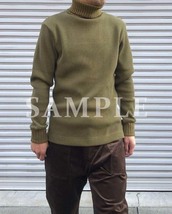 Nigel Cabourn ナイジェル・ケーボン TURTLE NECK WAFFLE タートルネック ワッフル セーター サーマル グリーン 48 日本製_画像1