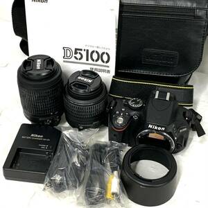 Nikon ニコン カメラ D5100 DX AF-S NIKKOR 55-200mm 1:4-5.6G ED 18-55mm 1:3.5-5.6G 動作ok カメラバッグ 説明書 付属品 現状品 og