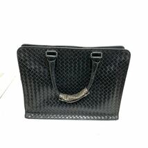 ボッテガヴェネタ BOTTEGA VENETA ビジネスバッグ ブリーフケース イントレチャート メッシュ ロゴ オールレザー 黒 ブラック カyg_画像1