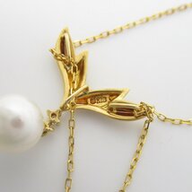 MIKIMOTO ミキモト ネックレス パール ダイヤ ネックレス ホワイト系 K18（イエローゴールド） ダイヤモンド パール 中古 レディース_画像4