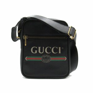 GUCCI グッチ ショルダーバッグ プリント ショルダーバッグ ブラック系 レザー 中古 ユニセックス