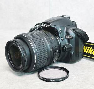 ニコン D3100 デジタル一眼レフカメラ フィルター 純正ストラップ付き（NIKON VR DX AF-S NIKKOR 18-55㎜ 1：3.5-5.6 G ）