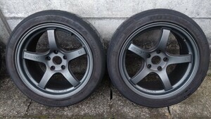 レイズ グラムライツ 57CR 17インチ 9j INSET22 PCD114.3 ガンブルー 2本 中古 小キズのみ RE-71RSオマケ 255/40R/17