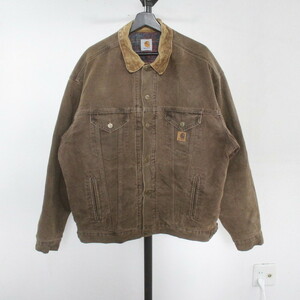 R3 90sビンテージ ダックジャケット Carhartt カーハート■1990年代製 約XLサイズ ブラウン 裏地ブランケット ワーク トラッカー 古着 激安