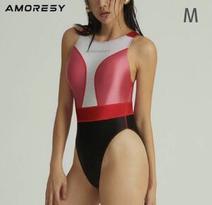 AMORESY Aphroditeカラフル競泳水着 三角タイプ連体ファッションスポーツセクシーレオタード ランニングブルマ 黒 赤 白 ヨガコスプレ