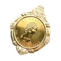 メープル金貨 カナダ エリザベス女王 1988年 K18/24 20.7g 1/2オンス ダイヤモンド コイン ペンダントトップ コレクション_画像1