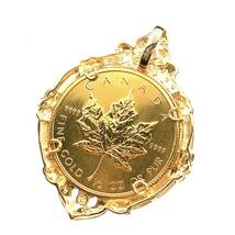 メープル金貨 カナダ エリザベス女王 1988年 K18/24 20.7g 1/2オンス ダイヤモンド コイン ペンダントトップ コレクション_画像2