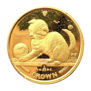  マン島金貨 エリザベス女王 猫 1/25オンス 2000年 1.2g K24 純金 イエローゴールド コレクション Gold