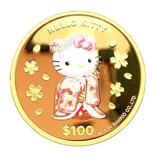  美品 ハローキティ金貨 HELLO KITTY 2004年 1オンス 31.1g 24金 純金 カラーコイン イエローゴールド コレクション Gold