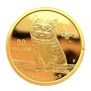 猫金貨 エリザベス女王 ツバル ネコ CAT キャット 1/5オンス 2016年 6.2g 24金 純金 イエローゴールド コレクション 保護ガラス付き Gold