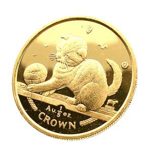 マン島金貨 エリザベス女王 猫 1/5オンス 2000年 6.2g K24 純金 イエローゴールド コレクション Gold