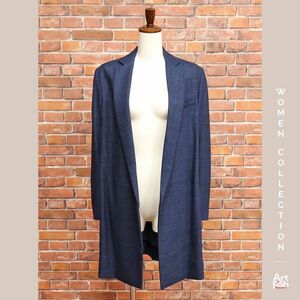 1円/秋冬/stefano/IT40サイズ/ウール カシミヤ シルク ロングジャケット イタリア製 インポート ステファノ 新品/紺/ネイビー/hz339/