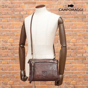 1円/CAMPOMAGGI/訳 ショルダーバッグ レザー ヴィンテージ イタリア製 コンパクト カバン ワイルド 渋い お洒落 新品/茶色/ブラウン/hd730/