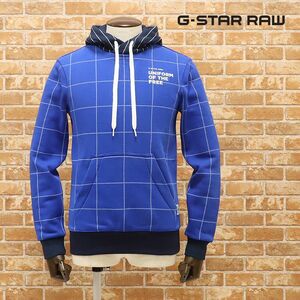 1円/秋冬/G-STAR RAW/XSサイズ/プルオーバー パーカー CORE HDD SW WIN CH AO L/S チェック柄 裏起毛 新品/青/ブルー/gf430/