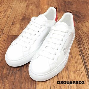 1円/DSQUARED2/40(25-25.5cm)/レザー スニーカー SNM0167 ロゴ パンチング ローカット イタリア製 靴 シューズ 新品/白/ホワイト/hb690/