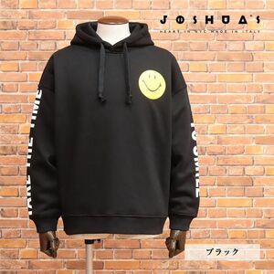 1円/22秋冬/Joshua SANDERS/Mサイズ/裏起毛パーカー JS32B10088 ロゴ＆スマイルマーク BIGシルエット 新品/黒/ブラック/hb294/