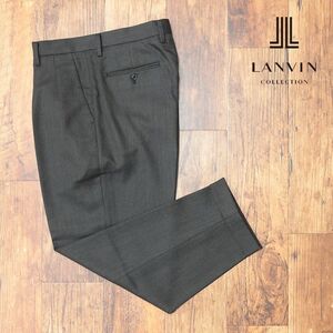 秋冬/LANVIN COLLECTION/52サイズ/スラックス パンツ ウール カルゼ 伸縮 ツータック サルエル ヌケ感 日本製 新品/ダークグレー/hf145/