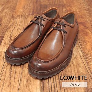 1円/LO.WHITE/42(27-27.5cm)/チロリアン シューズ 本革 St.MORITZソール グッドイヤー製法 革靴 イタリア製 新品/茶色/ブラウン/hd736/