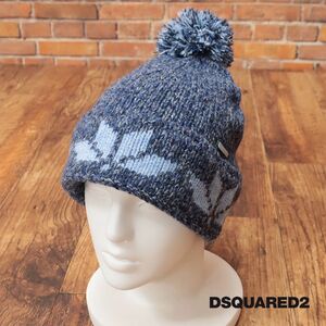 1円/DSQUARED2/フリー/ニット帽 KNM0083 ウール100％ ローゲージ あたたか レトロ イタリア製 帽子 新品/青/ブルー/hd830/